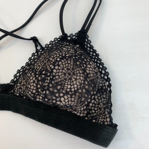 VICTORIA'S SECRET Black & Cream Lace Strappy Bralette - Picture 8 of 9